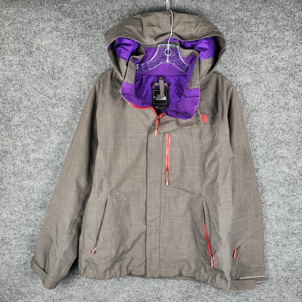 The North Face Jacket Womens Medium Gray HyVent Hooded Waterproof Ski Coat